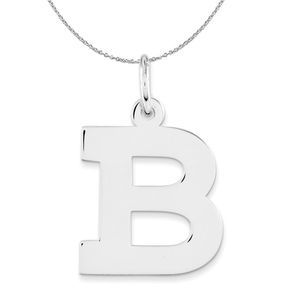 Silver Amanda Collection Medium Block Style Initial B Necklace - 20 In